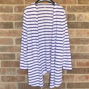 Chico’s Ultimate Tee Cardigan, Blue Stripe, Small